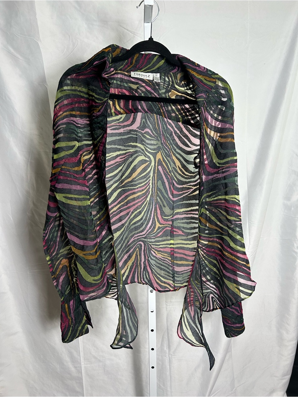 FARINAZ Multicolor Zebra-Print Sheer Sweater Wrap